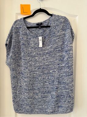 GAP Blue and White Marled Knit Sweater Top